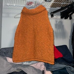 PILCRO Orange Sleeveless Knit Top